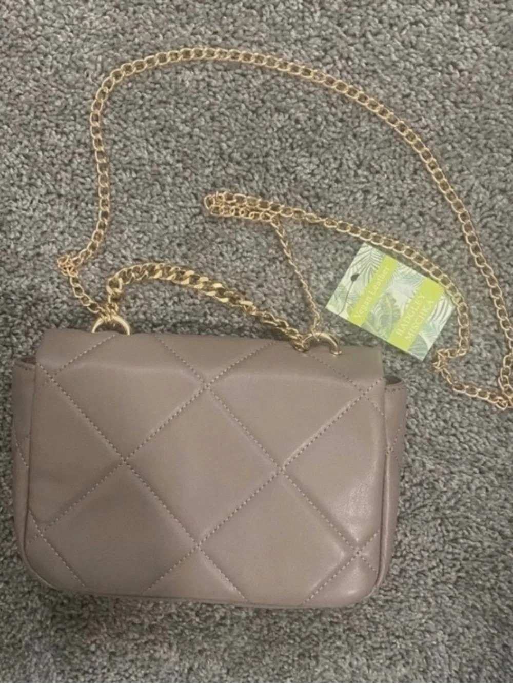 Badgley Mischka NWT Quilted Taupe Crossbody Bag